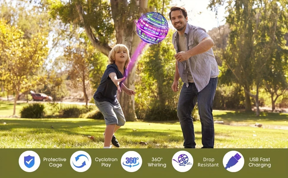 Floating LED Hover Ball – USB Rechargeable Indoor Toy Light-Up Floating Rotating Air Ball for Kids & Family Fun