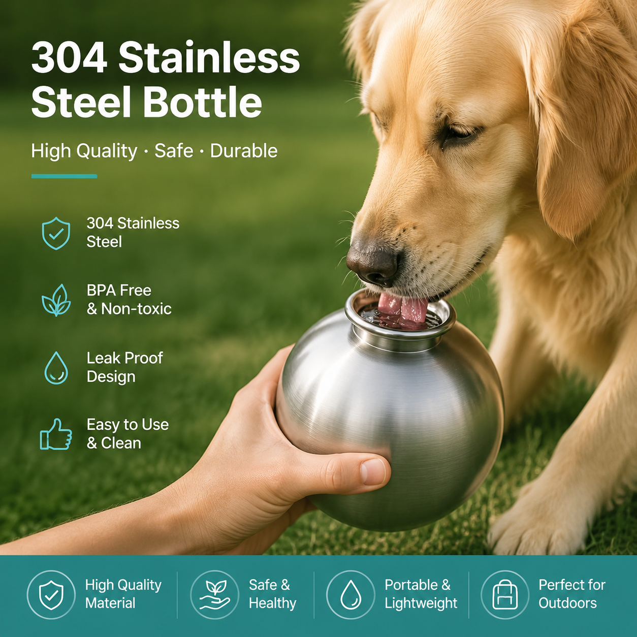 Dog Water Bottle with Silicone Bowl β 285ml Portable Leak-Proof Pet Travel Water Dispenser for Walking, Hiking & Outdoor Use