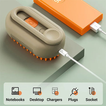 3-in-1 Electric Steam Pet Brush - Spray Grooming Comb for Cats & Dogs, Hair Removal & Massage
