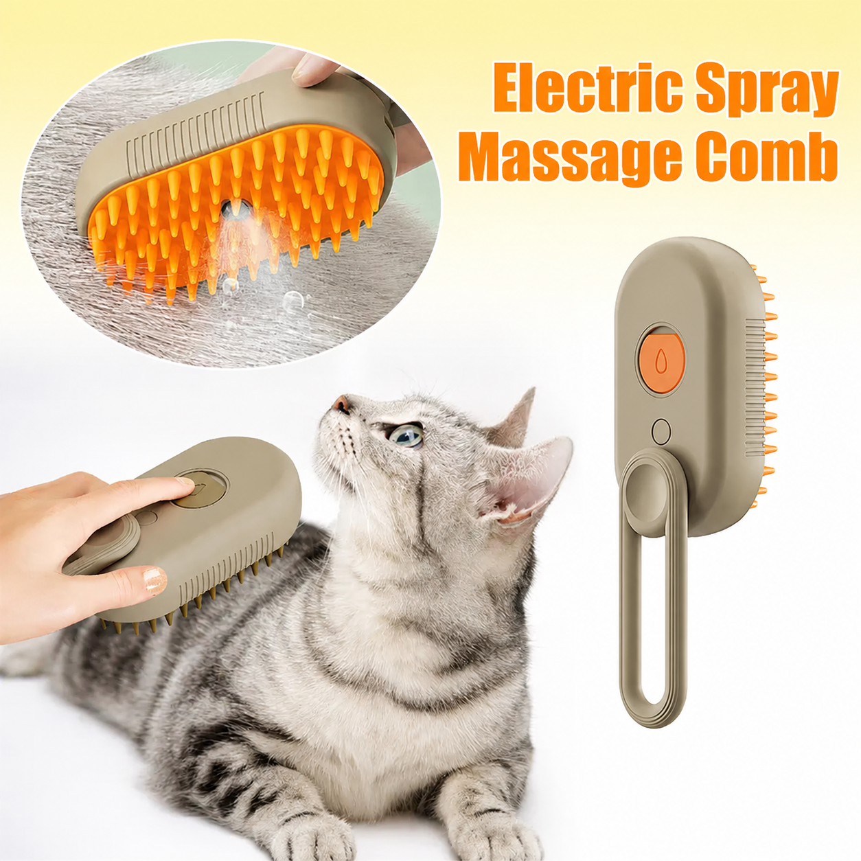 3-in-1 Electric Steam Pet Brush - Spray Grooming Comb for Cats & Dogs, Hair Removal & Massage