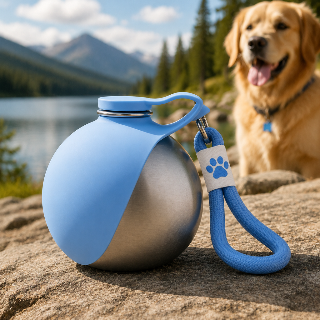 Leak-Proof Dog Water Bottle with Bowl - 285ml Portable Pet Travel Dispenser