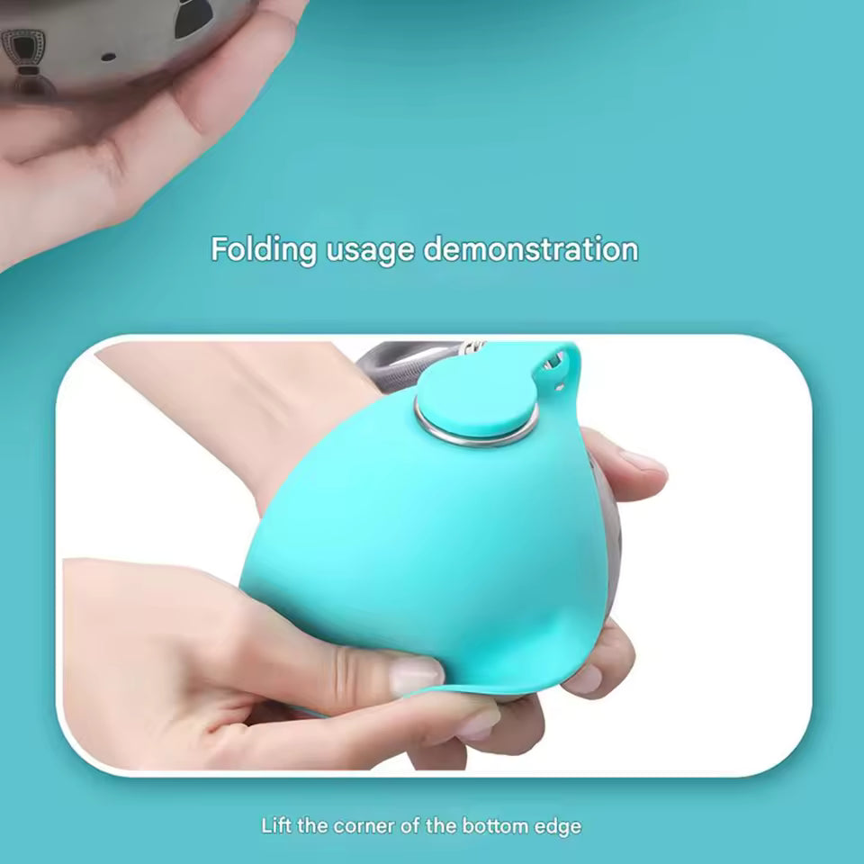 Dog Water Bottle with Silicone Bowl – 285ml Portable Leak-Proof Pet Travel Water Dispenser for Walking, Hiking & Outdoor Use