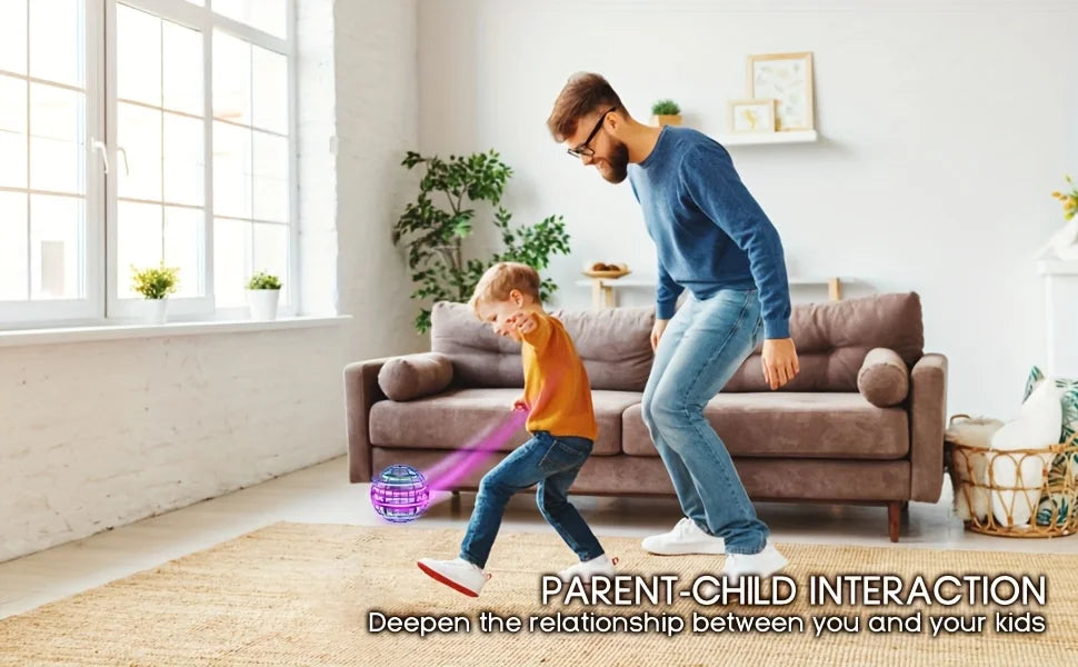 Floating LED Hover Ball – USB Rechargeable Indoor Toy Light-Up Floating Rotating Air Ball for Kids & Family Fun