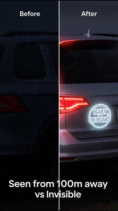 Refeclitive Car Door Body Reflective Car Sticker | Baby On Board Night Safety Decal | Waterproof Vinyl Car Window Sticker for Parents