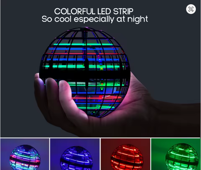 Floating LED Hover Ball – USB Rechargeable Indoor Toy Light-Up Floating Rotating Air Ball for Kids & Family Fun