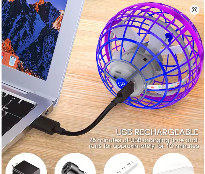 Floating LED Hover Ball – USB Rechargeable Indoor Toy Light-Up Floating Rotating Air Ball for Kids & Family Fun